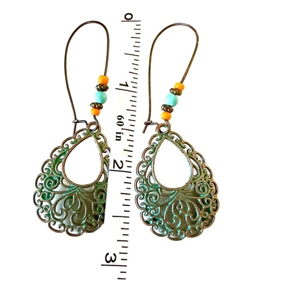 Vintage Style Hollow Large Hoop Earrings Bronze Tone - Picture 4 of 4